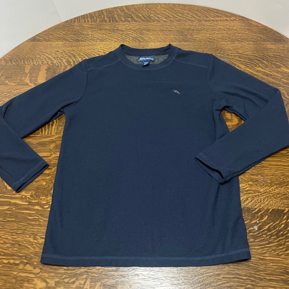Tommy Bahama Shirt Mens Small Blue Long Sleeve Waffle Knit ZTB97169